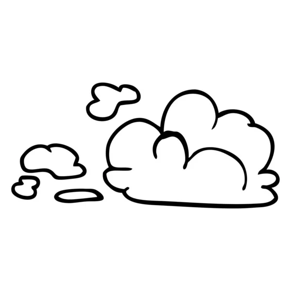 Línea Dibujo Dibujos Animados Esponjosas Nubes Blancas — Vector de stock