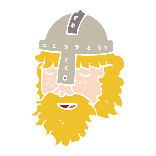 Szalagkábel Színes Stílus Karikatúra Viking Arc — Stock Vector