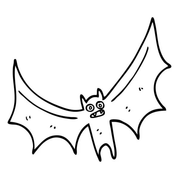 Line Drawing Cartoon Bat — Stock Vector