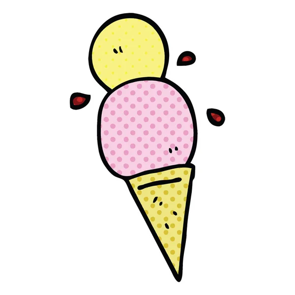Bande Dessinée Style Bande Dessinée Crème Glacée Cône — Image vectorielle