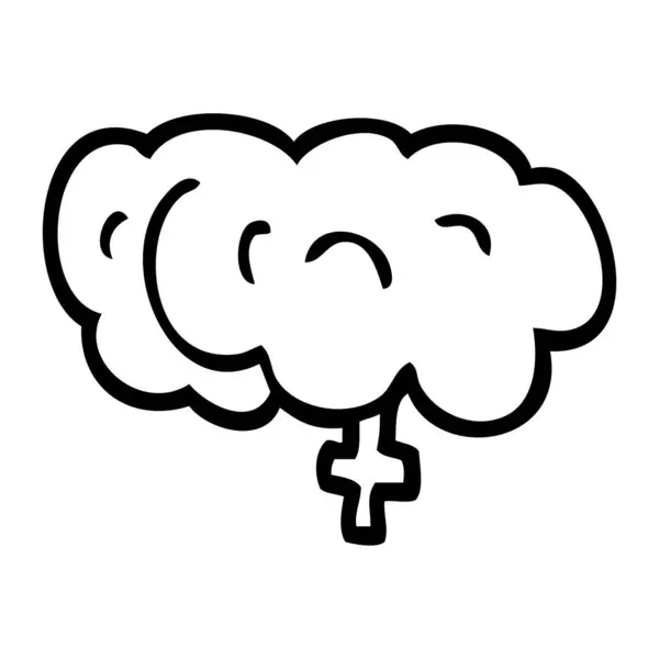 Linea Disegno Cartone Animato Zombie Cervello — Vettoriale Stock