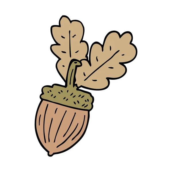 Cartoon Doodle Acorn Platte Pictogram Geïsoleerd Een Witte Achtergrond Vector — Stockvector