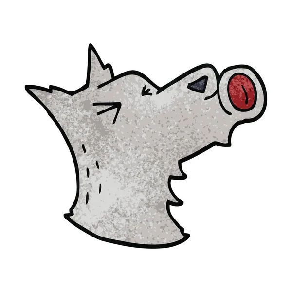 Cartoon Doodle Howling Wolf — Stock Vector