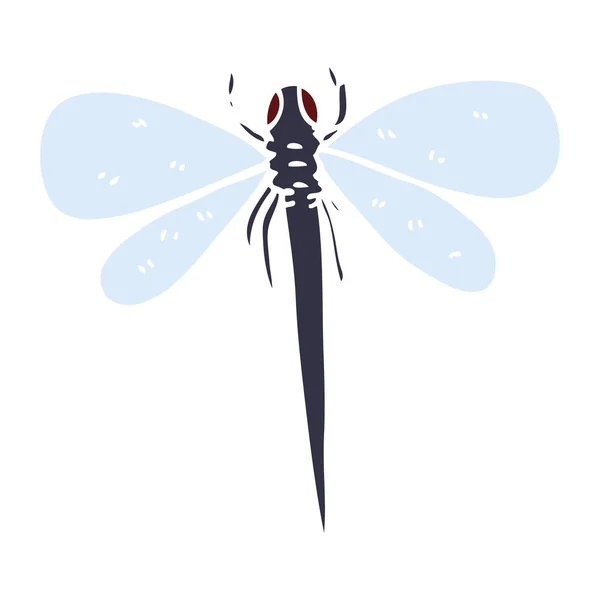 Kreskówka Doodle Dragonfly Płaskie Ikona Białym Tle Białym Tle Wektor — Wektor stockowy