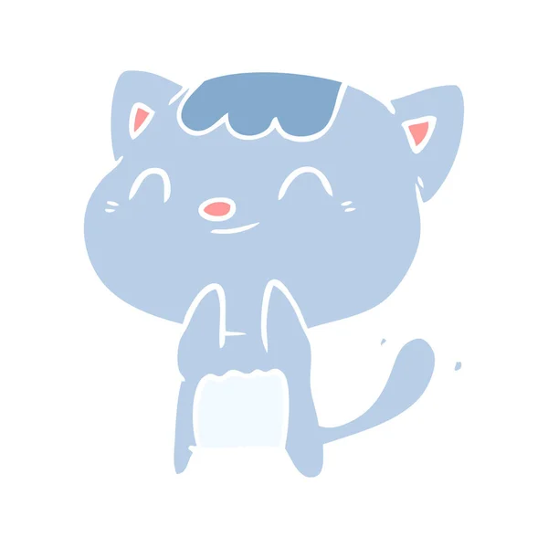 Happy Γάτα Γελοιογραφία Στυλ Επίπεδη Χρώμα — Διανυσματικό Αρχείο