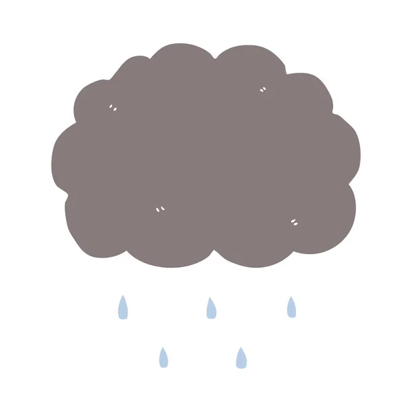 Flache Farbe Stil Cartoon Wolke Regnet — Stockvektor
