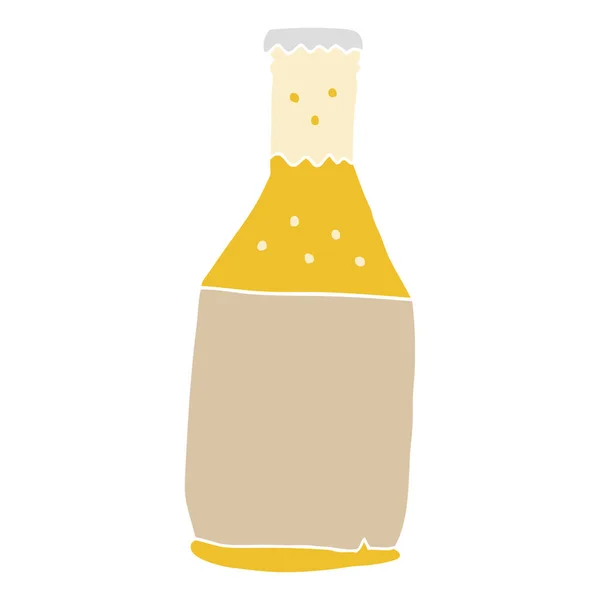 Flat Color Style Cartoon Beer Bottle — Stock Vector