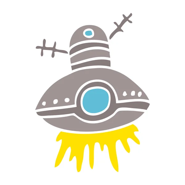 Dibujos Animados Doodle Nave Espacial Alienígena — Vector de stock