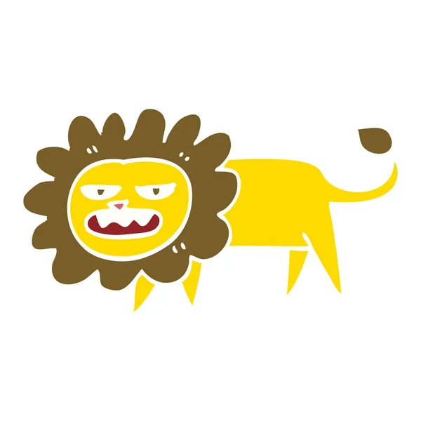 Flache Farbe Illustration Karikatur Wütender Löwe — Stockvektor