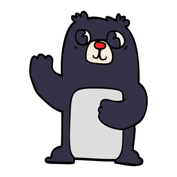 Desenho Animado Doodle Urso Preto — Vetor de Stock