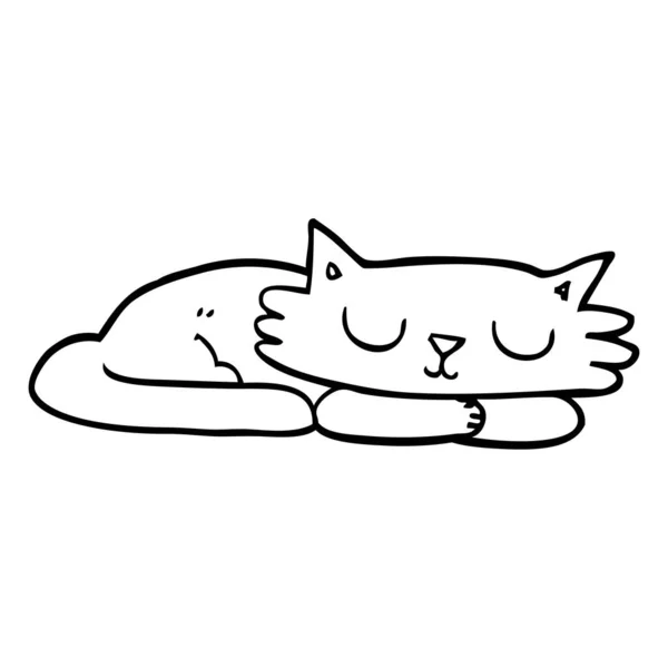 Línea Dibujo Dibujos Animados Durmiendo Gato — Archivo Imágenes Vectoriales