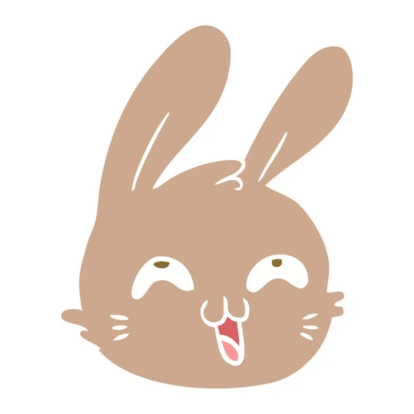 Flat Color Style Cartoon Happy Rabbit Face — Stock Vector