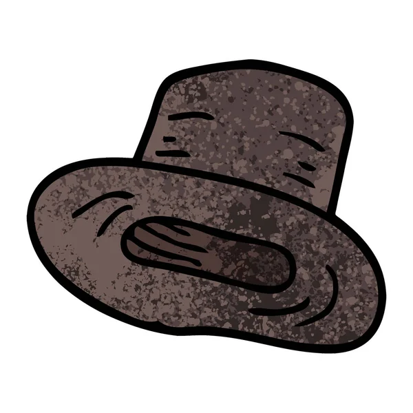 Grunge Textured Illustration Cartoon Top Hat — Stock Vector