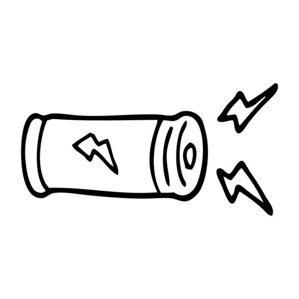 Dessin Ligne Bande Dessinée Batterie Électrique — Image vectorielle