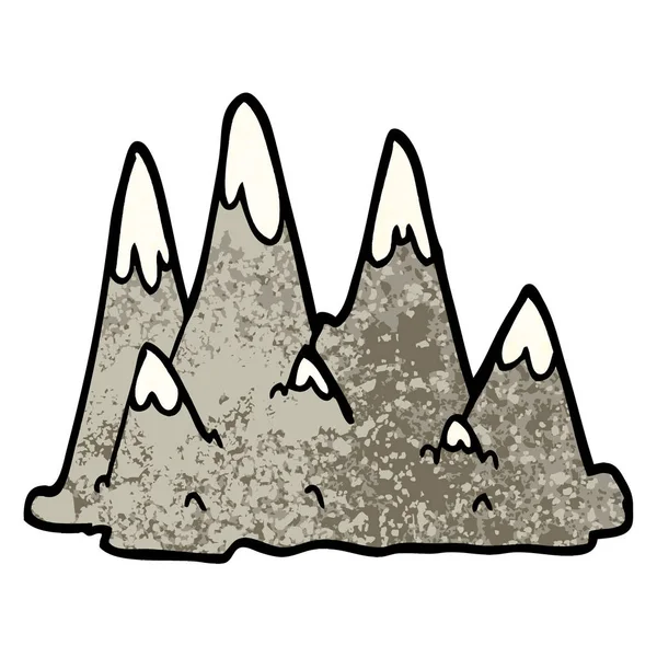 Grunge Texture Illustrazione Cartoni Animati Montagne — Vettoriale Stock