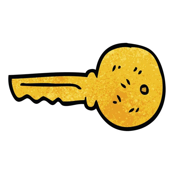 Cartoon Doodle Gold Key Vector Illustration — Stock Vector