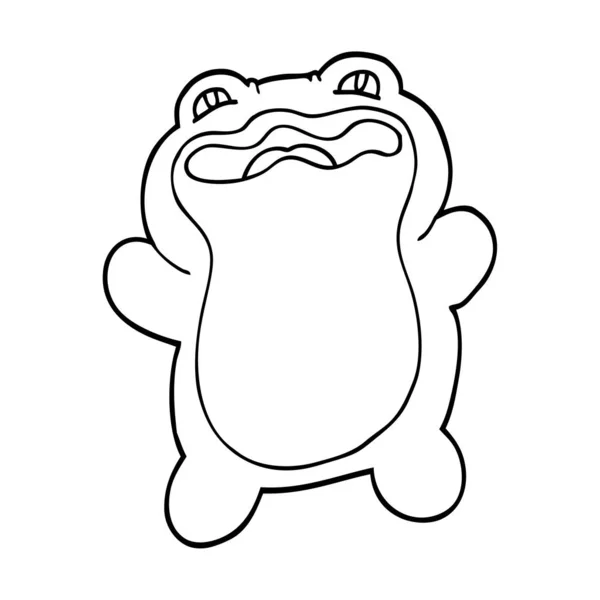 Lustige Linienzeichnung Cartoon Frosch — Stockvektor