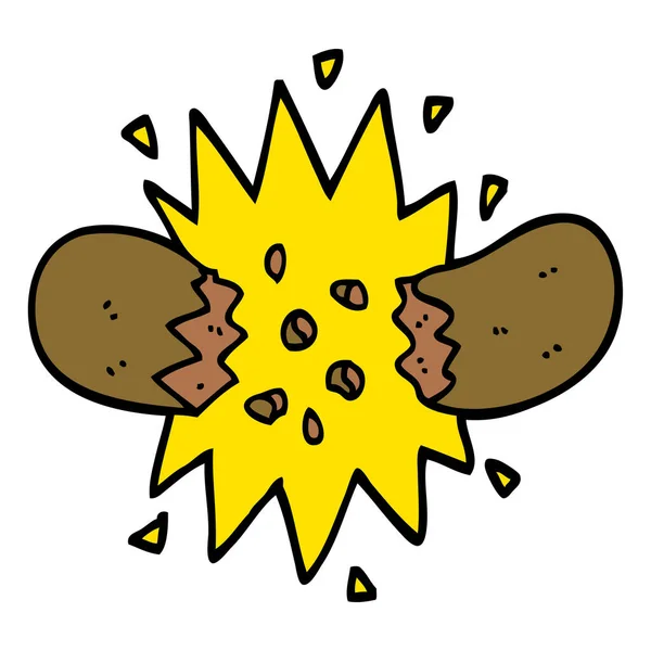 Dessin Main Style Doodle Dessin Animé Explosant Saucisse — Image vectorielle