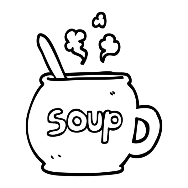 Preto Branco Desenho Animado Xícara Sopa —  Vetores de Stock
