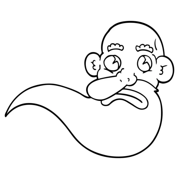 Linha Desenho Desenhos Animados Rabugento Velho Homem —  Vetores de Stock
