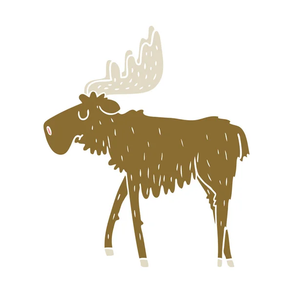 Flat Color Style Cartoon Moose — Stock Vector