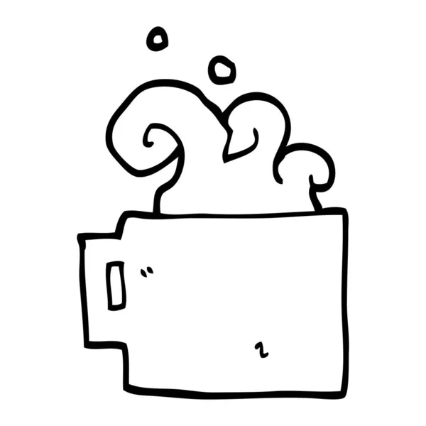 Γραμμικό Σχέδιο Καρτούν Ζεστό Φλιτζάνι Καφέ — Διανυσματικό Αρχείο