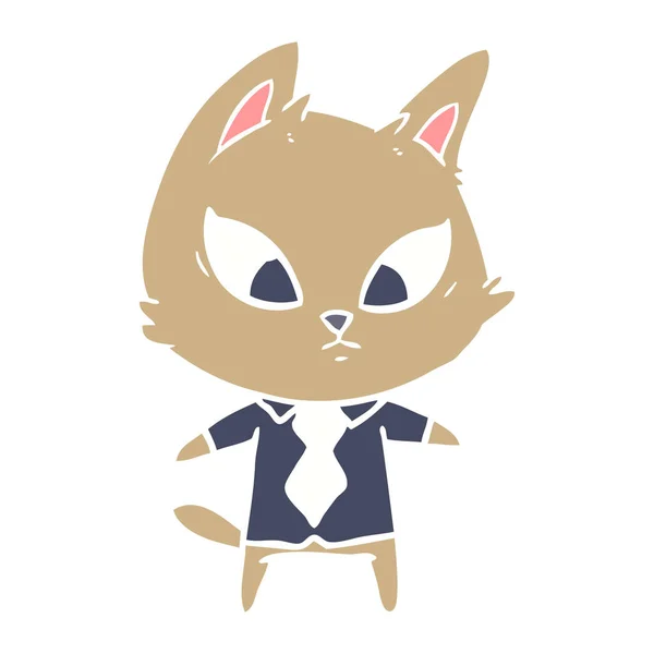 Zmatený Plochý Barevný Styl Karikatura Firmy Cat — Stockový vektor