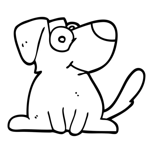 Czarno Biały Rysunek Szczęśliwy Pies — Wektor stockowy