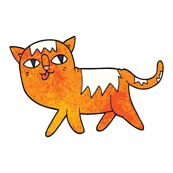 Dibujos Animados Garabato Divertido Gato — Vector de stock