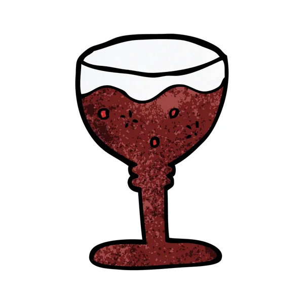 Gelas Corat Coret Kartun Anggur Merah - Stok Vektor