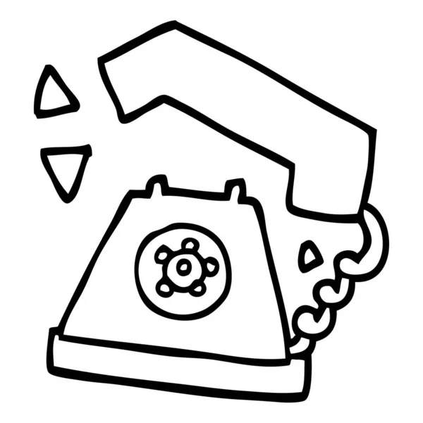 Γραμμικό Σχέδιο Καρτούν Ρετρό Τηλέφωνο — Διανυσματικό Αρχείο
