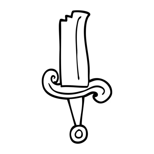 Line Drawing Cartoon Jeweled Sword — Stock Vector