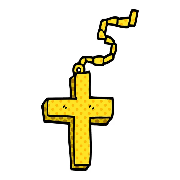 Cartoon Doodle Gold Kruzifix — Stockvektor