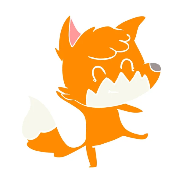 Plochý Barevný Styl Kreslených Přátelské Fox — Stockový vektor