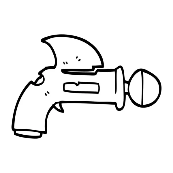Línea Dibujo Caricatura Rayo Pistola — Vector de stock