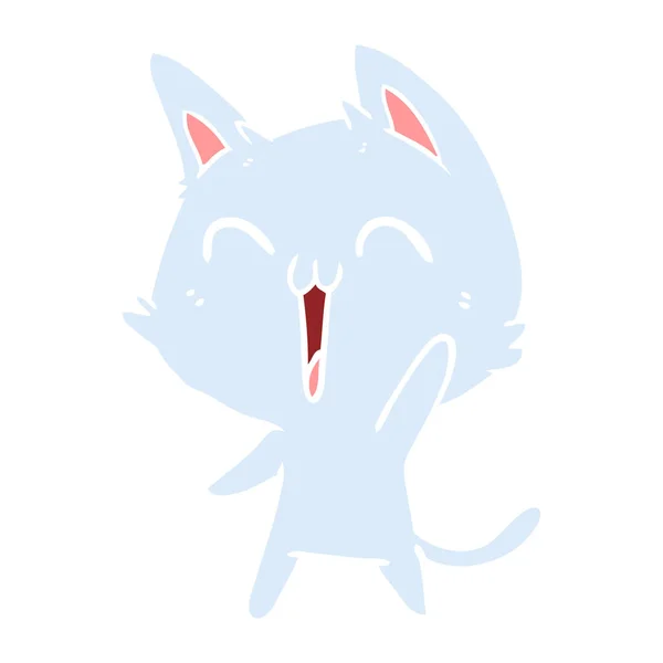 Feliz Color Plano Estilo Dibujos Animados Gato Maullando — Vector de stock