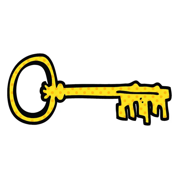 Comic Book Style Cartoon Old Key — стоковый вектор