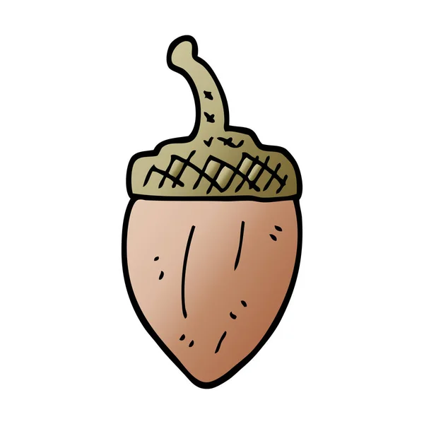 Cartoon Doodle Acorn Flat Ikonen Isolerad Vit Bakgrund Vektor Illustration — Stock vektor