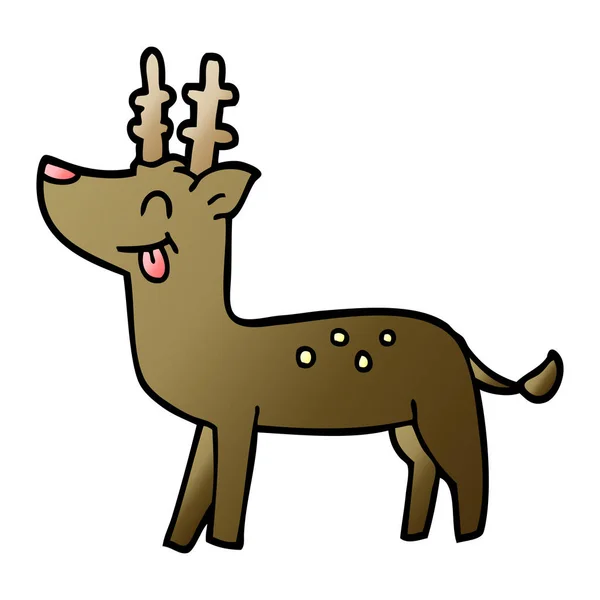 Cartoon Doodle Happy Deer — Stock Vector