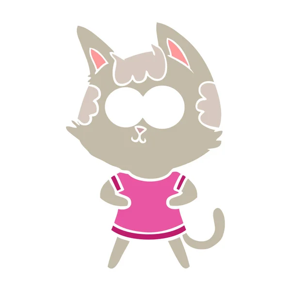 ハッピー フラット カラー スタイル漫画猫 — ストックベクタ