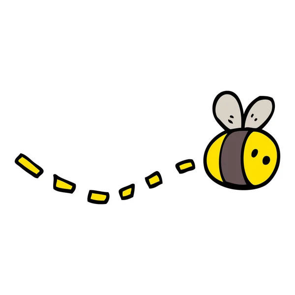 Mano Dibujado Doodle Estilo Abeja Dibujos Animados — Vector de stock