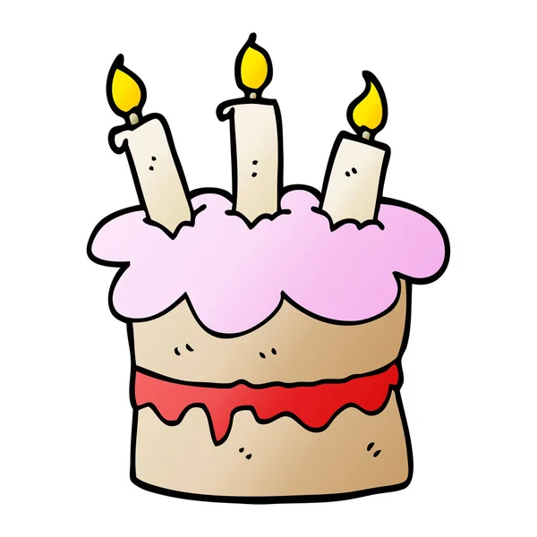 Torta Compleanno Del Fumetto Doodle — Vettoriale Stock