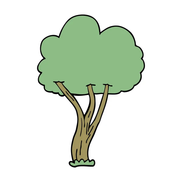 Desenho Animado Doodle Árvore Florescendo — Vetor de Stock