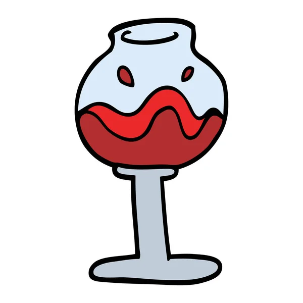 Dessin Main Doodle Style Verre Dessin Animé Vin — Image vectorielle