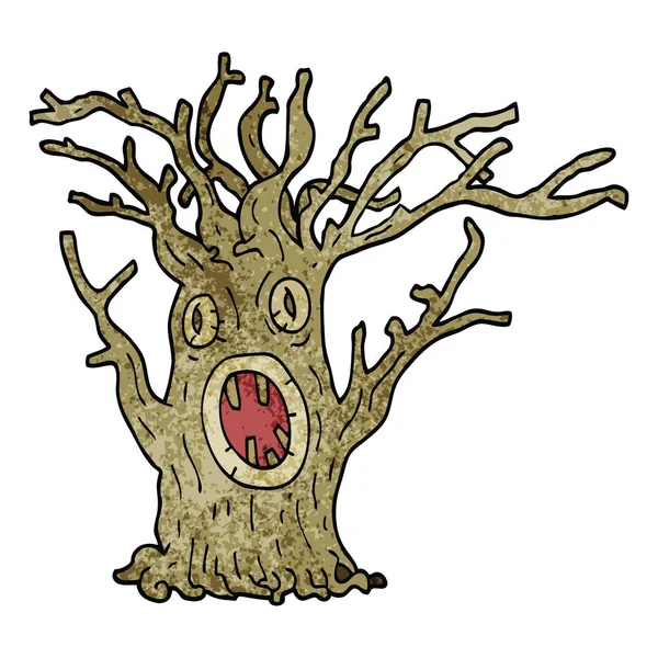 Cartoon Doodle Spooky Tree — Stock Vector