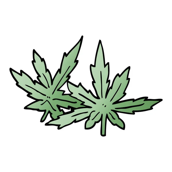 Dibujos Animados Garabato Hojas Marihuana — Vector de stock