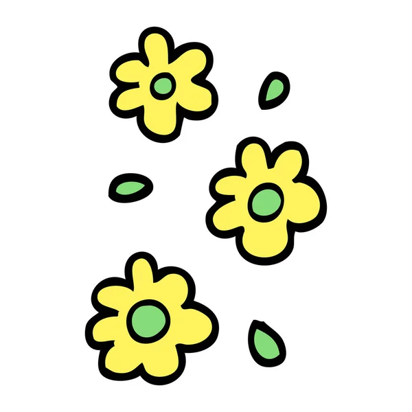 Çizgi Film Çiçek Başları Çizilmiş Doodle Tarzı — Stok Vektör