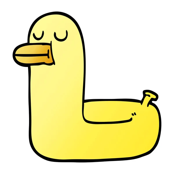 Vector Gradiente Ilustración Dibujos Animados Anillo Amarillo Pato — Vector de stock