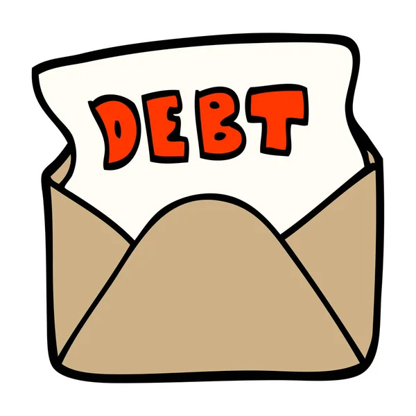 Hand Drawn Doodle Style Cartoon Debt Letter — Stock Vector