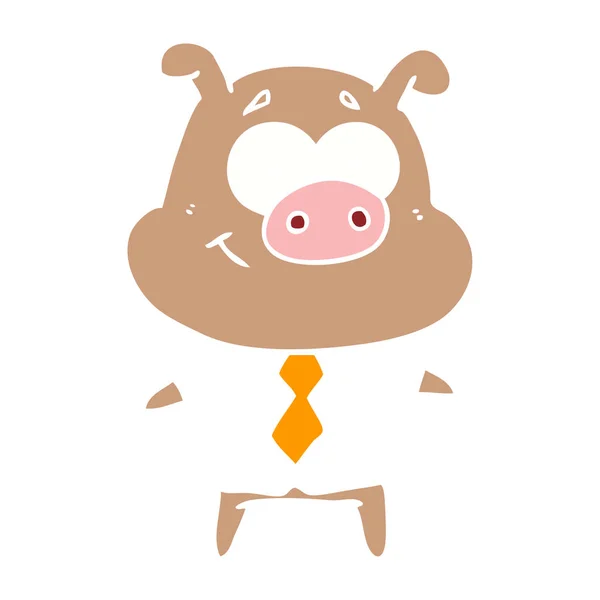 Heureux Plat Couleur Style Dessin Animé Cochon Patron — Image vectorielle